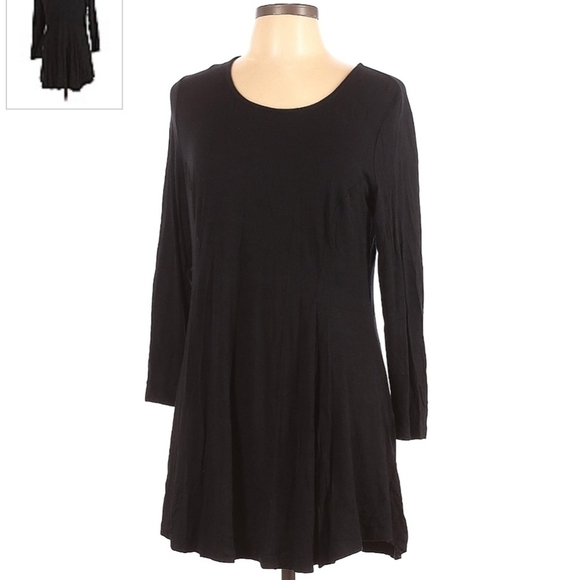 Soma Knit Black Tunic Top Women's Large L Asymmetric Hem 3/4 Sleeve Black EUC - Picture 1 of 5